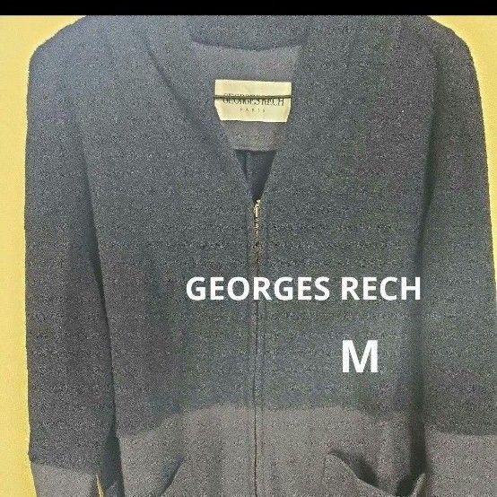 GEORGES RECH フード付きダークブルーフリースジャンパー M ブルゾン カーディガン セーター ジャケット