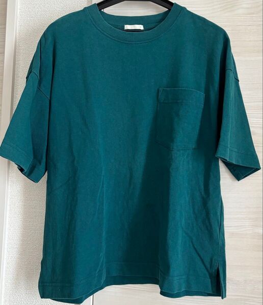 GUレディース深緑 ポケットTシャツ 綿100% M