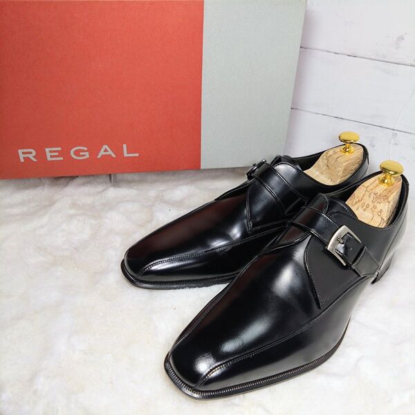 【美品】リーガル REGSL 728RAL メンズ ビジネスシューズ24.5cm 革靴 ブラック レザーシューズ 黒