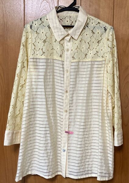 【美品】noa-ge ノアジェ 長袖 チュニック ブラウス レースシャツ L