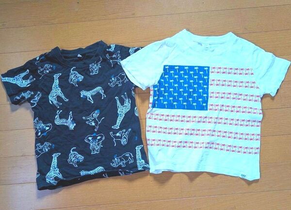 GAP半袖Tシャツ動物国旗デザイン2枚セット子供服保育園100-110 Tシャツ