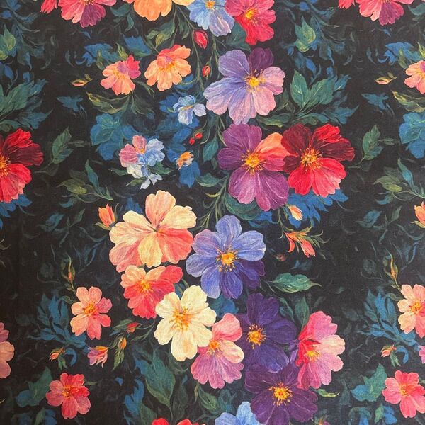 長さ100cm*110cm(幅)夏新柄 一点のみ カラフル花花柄100%コットンプリント生地シーチングハギレ生地