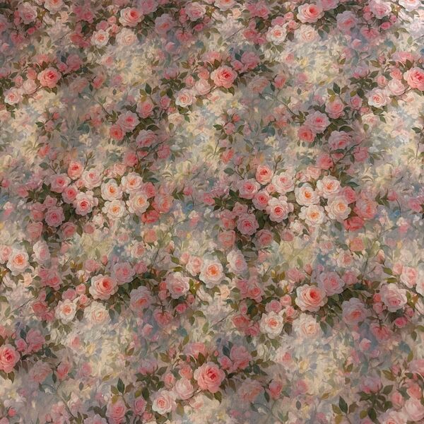 長さ100cm*110cm(幅) 新柄 油絵風 ピンク薔薇コットン生地プリント生地ハンドメイド用 シーチングハギレ生地