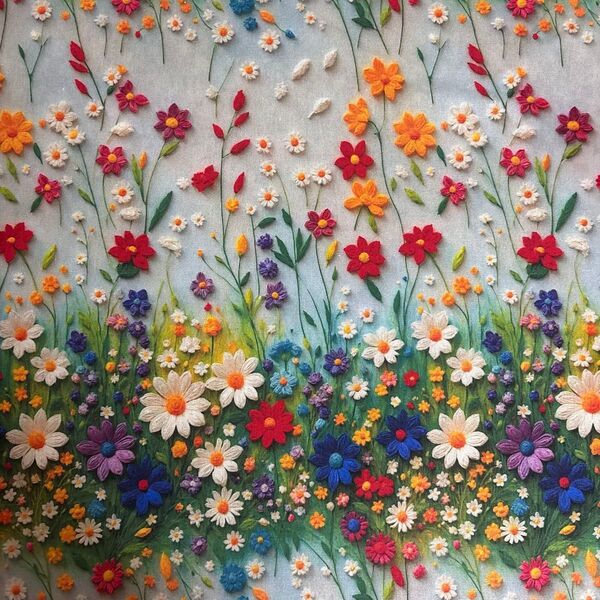 長さ60cm*110cm(幅)夏新柄 一点のみ 立体感夏菊花柄100%コットンプリント生地シーチングハギレ生地