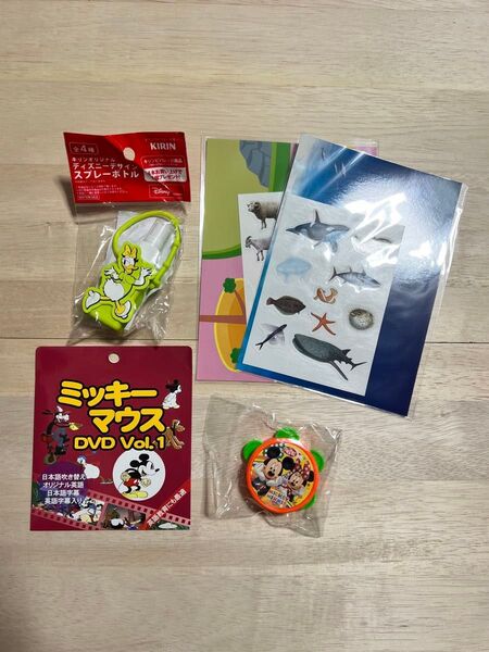 【新品】 詰め合わせ スプレーボトル ミニタンバリン DVD 動物シール 5点セット