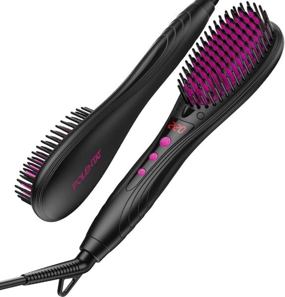 ストレートブラシ ブラシ型ヘアアイロン ヒートブラシ マイナスイオン