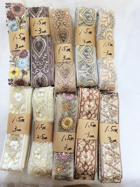 お得セット 6000⇒4950円 インド刺繍リボン ストラップ アクセサリー ハンドメイド資材