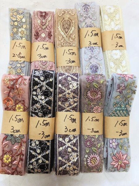 お得セット 6000⇒4950円 インド刺繍リボン アクセサリー ストラップ ハンドメイド資材