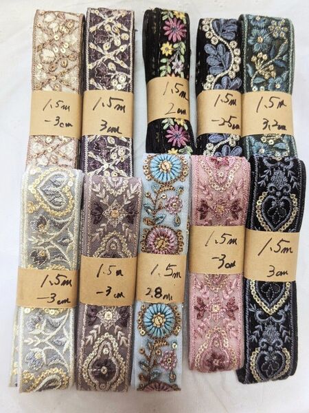 お得セット 6000⇒4950円 インド刺繍リボン アクセサリー ストラップ ハンドメイド資材
