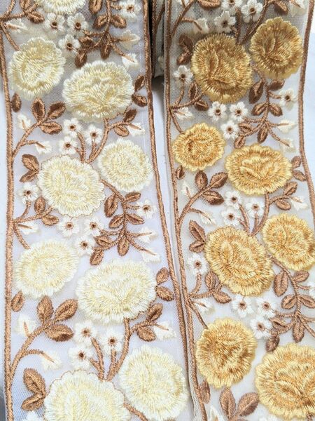インド刺繍リボン 太幅1m×2本 アクセサリー ハンドメイド 資材