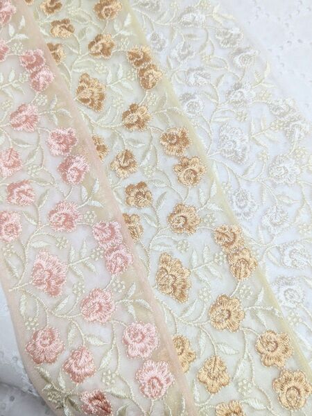 インド刺繍リボン 50cm×3本セット アクセサリー ハンドメイド資材などに
