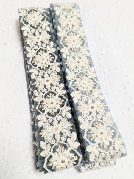 インド刺繍リボン 1.5m×2本 ストラップやアクセサリー ハンドメイド資材に