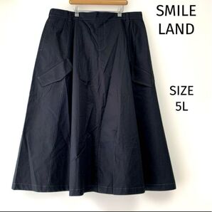 SMILE LAND 大きいサイズ ロングフレアスカート ブラック 5L