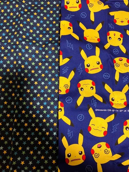 ポケモン ピカチュウ オックス生地・星柄 シーチング 2枚セット