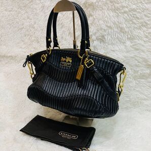 極美品【COACH 】マディソン ギャザー2wayショルダー 馬車ロゴ 15942 ハンドバッグ ショルダー