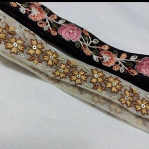 インド刺繍リボン 1m2本セット 巾2.5cm、巾3cm