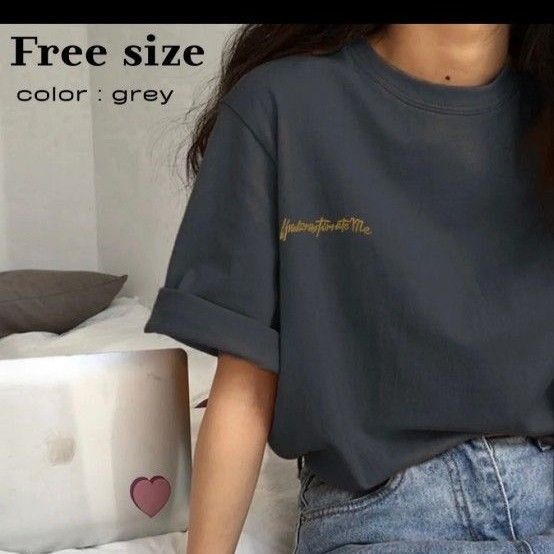 ワンポイント グレー 夏Tシャツ レディース 半袖 Tシャツ おしゃれ クルーネック ゆったり 半袖 トップス サラサラ 快適