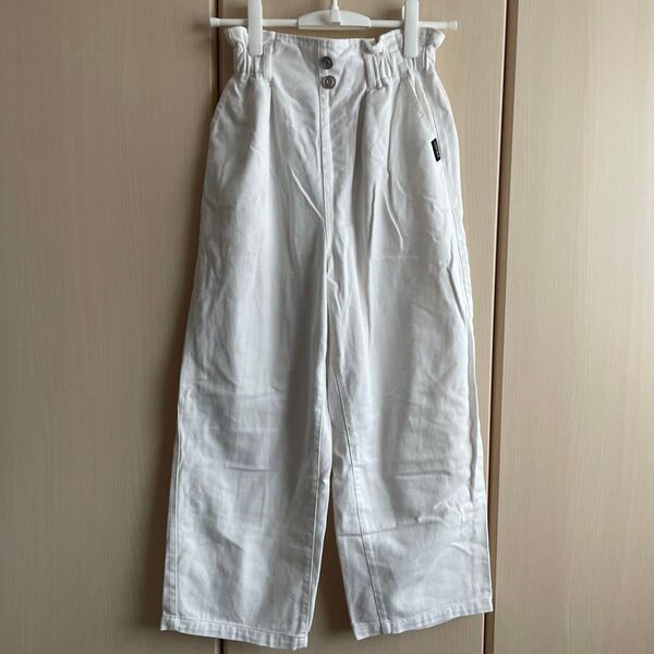 150cm ワイドパンツ ウエストゴム ホワイト 白