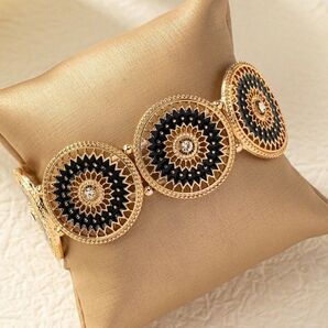 ホロー フラワーパターン ラウンドバングルブレスレット - ローズゴールド フェミニン915710