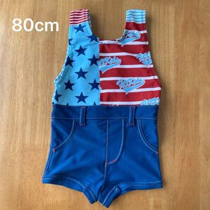 ベビー 水着 男の子 ロンパース デニム風 80cm 男女兼用