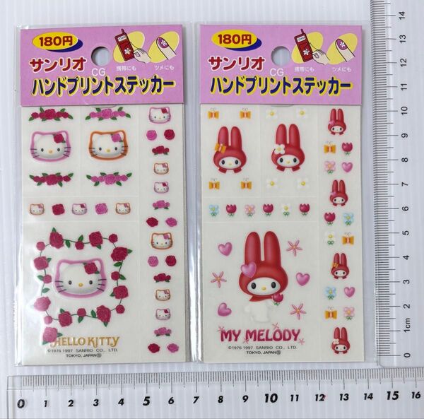 ハローキティ マイメロディ ステッカー ネイルシール スマホステッカー 平成レトロ サンリオ 1997年 シール まとめ売り
