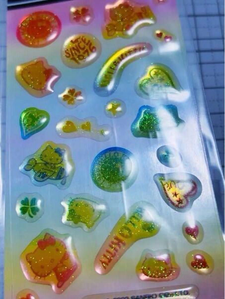 ② ハローキティ ラメ入り シール 平成レトロ サンリオ ステッカー レインボー ゆめかわいい ファンシー 可愛い クリア 透明