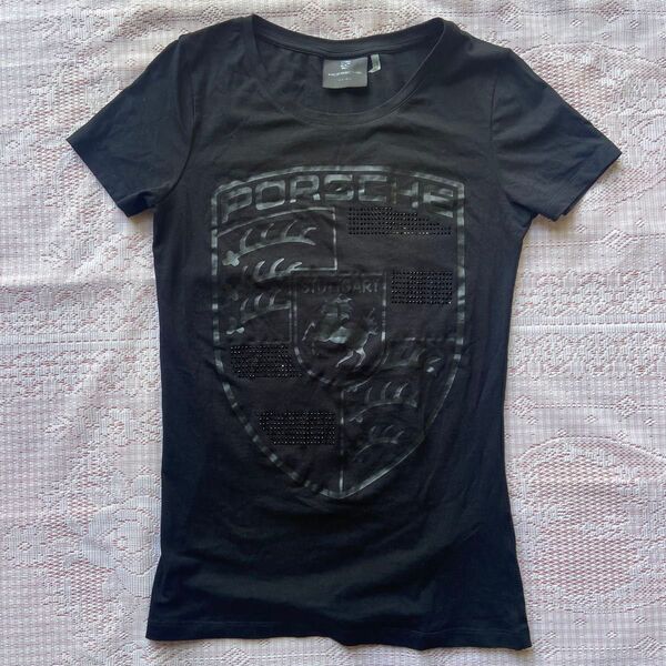 Tシャツ 半袖 トップス 半袖Tシャツ ブラック Porsche ブラック Tシャツ EUサイズXS 日本Sサイズ ポルシェ