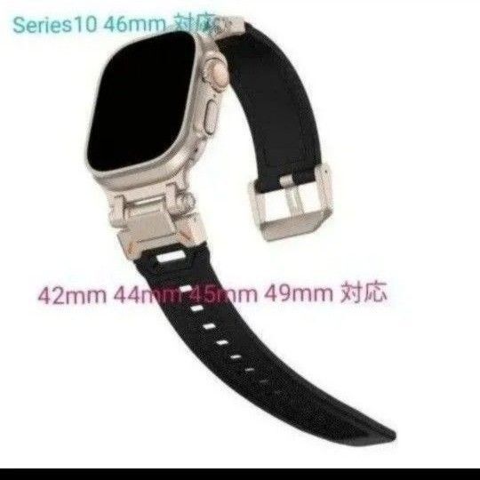Apple watch バンド アップル ウォッチ バンド チタンメタルヘッド シリコン 42 44 45 46 49mm 新品