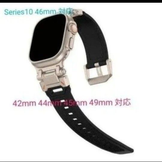 Apple watch バンド アップル ウォッチ バンド チタンメタルヘッド シリコン 42 44 45 46 49mm 新品
