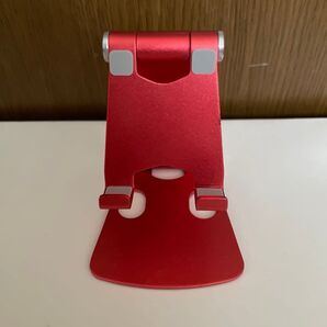 スマホスタンド レッド アルミ合金製 折りたたみ