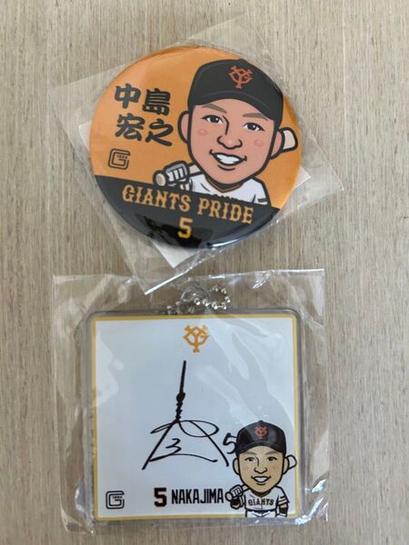 中島宏之選手2点セット 缶バッジ キーホルダー 埼玉西武ライオンズ 読売ジャイアンツ 中日ドラゴンズ