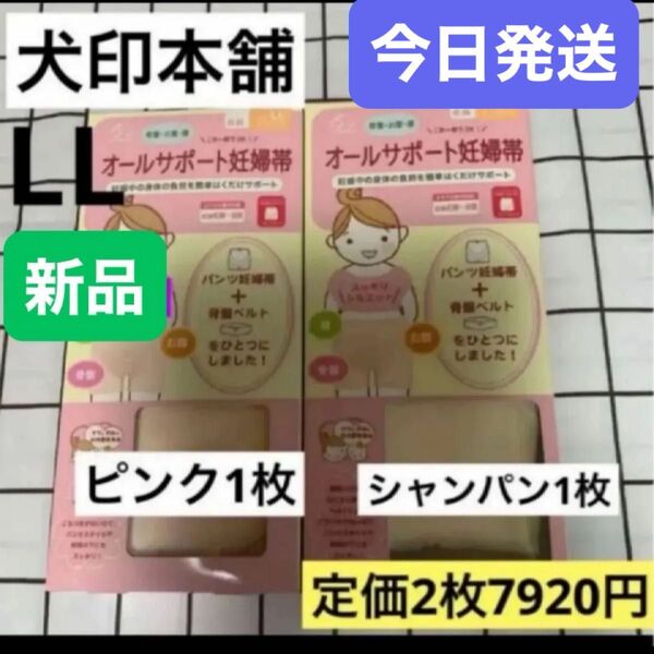 犬印 オールサポート妊婦帯 新品 LLサイズ ピンク1枚&シャンパン1枚 パンツ妊婦帯 犬印本舗 腹帯 マタニティ 妊婦帯