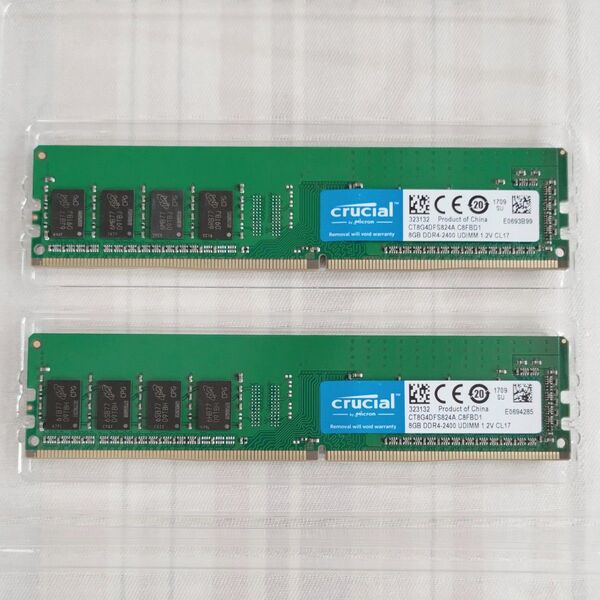 Crucial DDR4-2400 デスクトップ用メモリ16GB 8GB×2 動作確認済み