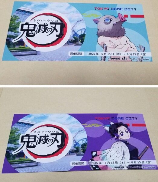鬼滅 東京ドームシティ アトラクションズ チケット風カード しのぶ 伊之助