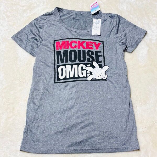 新品タグ付き ディズニーDisney ミッキーマウス半袖Tシャツビッグロゴマーク Mサイズ吸汗速乾