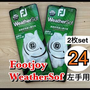 【2枚】24cm フットジョイ ウェザーソフ ゴルフ グローブ 手袋 フットジョイ グローブ ウェザーソフ ホワイト