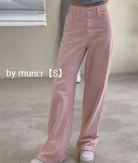 by muni:r ストレートカラーデニムパンツ ピンク S