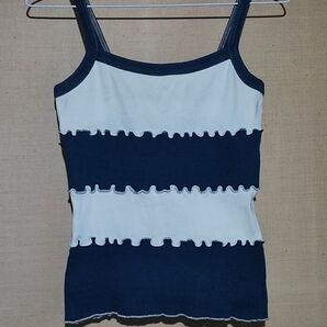 アルバローザ【ALBA ROSA】メロウステッチキャミソール ネイビー×白