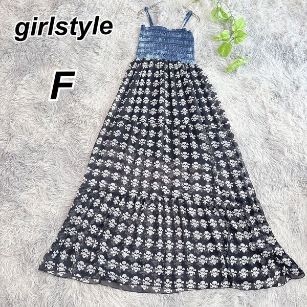 girlstyle【F】ガールスタイル スカルプリント キャミワンピース