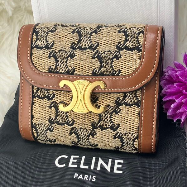 極美品 CELINE 財布 セリーヌ スモール ウォレット トリオンフ 三つ折り