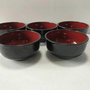 【未使用 送料込】山中塗 漆器 ミニ汁椀 5セット サイズ 約φ10×H5cm◆C0024