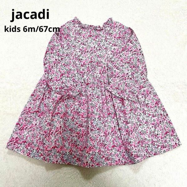 jacadi ジャカディ リバティ 長袖ワンピース 6m 67cm 花柄 ピンク
