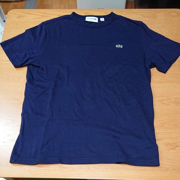 【極美品】LACOSTE ラコステ 半袖Tシャツ トップス クルーネック スリムフィット ネイビー サイズ4 日本製
