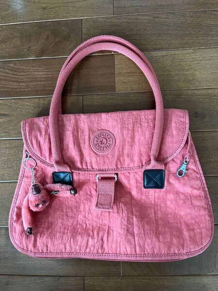 Kipling ピンク ハンドバッグ おサル付き 肩掛け可 トートバッグ