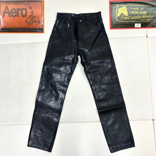 入手困難 AERO LEATHER 馬革 ホースハイドパンツ 黒 31サイズ レザー ブラック
