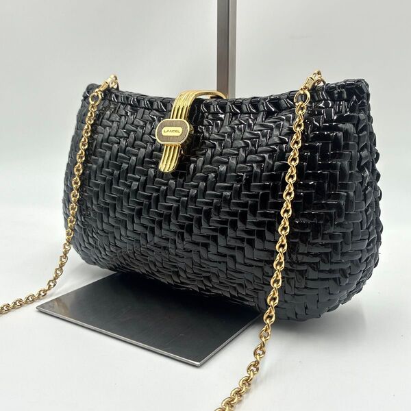 美品 LANCEL ランセル ショルダーバッグ クラッチバッグ 2way チェーン パーティー カゴ ブラック