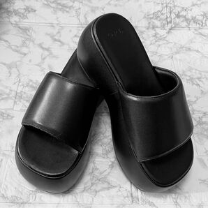 【在庫ラストで終売】送料無料 即日発送 GRL グレイル シンプルデザイン ウェッジミュール 厚底サンダル ブラック 25㎝