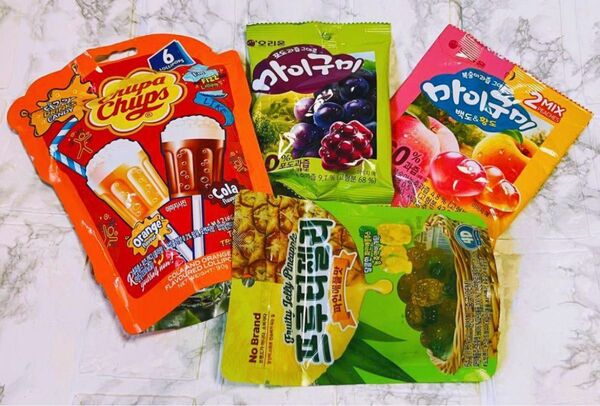 【韓国菓子セット】送料無料 即日発送 チュッパチャップスキャンディ・パイナップルグミ・ピーチグミ・グレープグミ 韓国菓子詰め合わせ