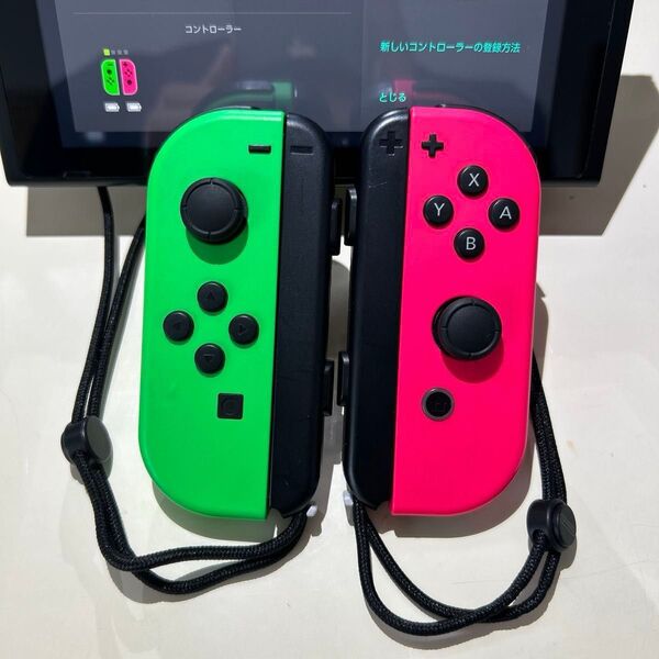 Nintendo Switch Joy-Con ニンテンドー スイッチ ジョイコン正常動作品ストラップ付き スプラトゥーンカラー