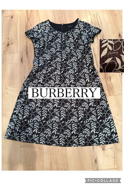 【極美品】BURBERRY バーバリー花柄ワンピース 46サイズ シルク